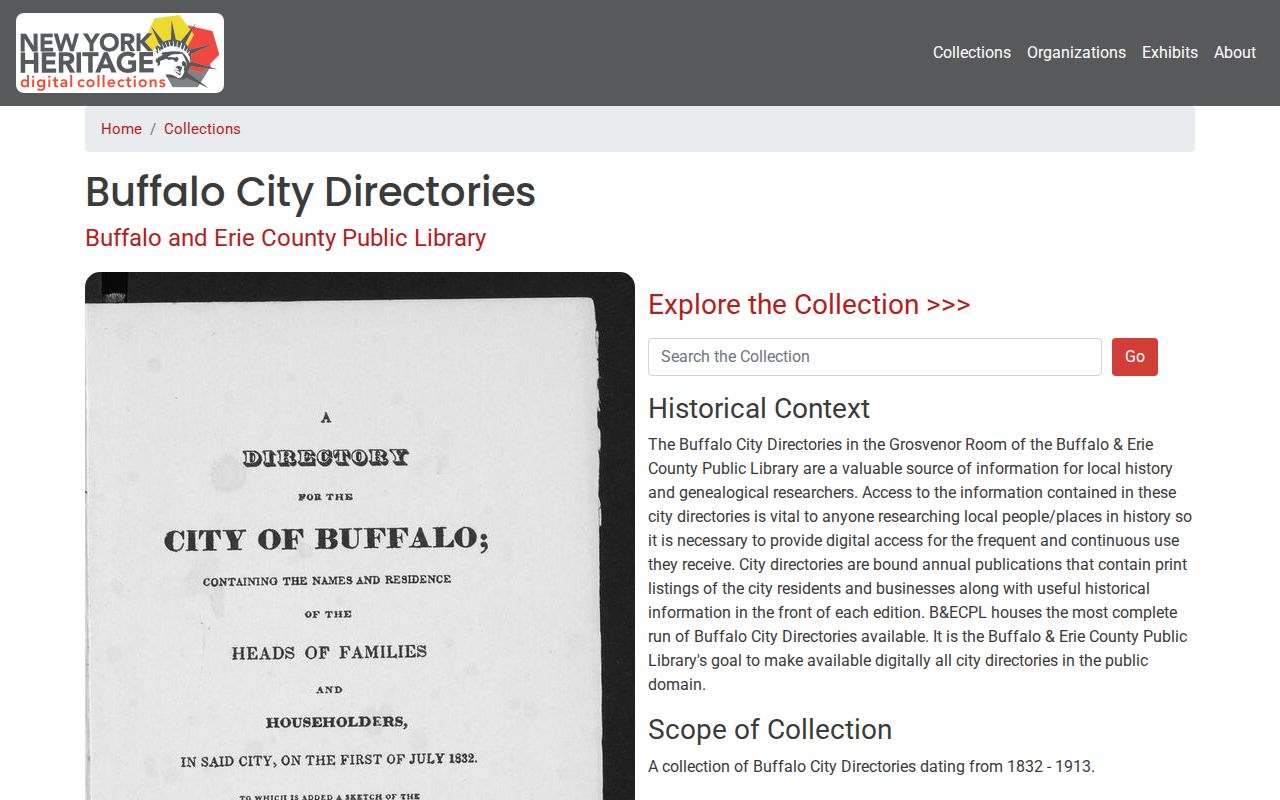 Buffalo city directory collection on NY Heritage