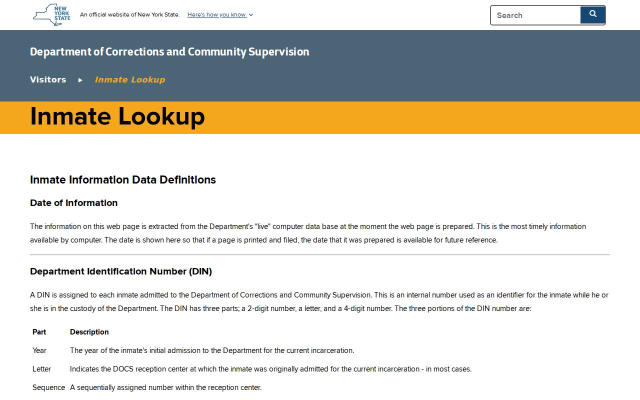Buffalo resident lookup New York DOCCS official search